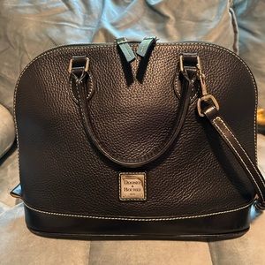 Rooney & Bourke Black Pebble Grain Zip Zip Satchel